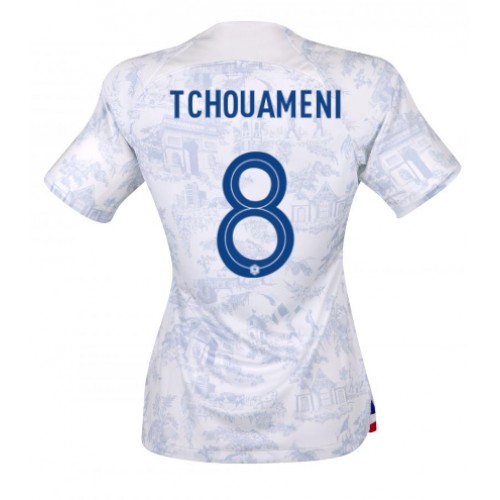 Fotballdrakt Dame Frankrike Aurelien Tchouameni #8 Bortedrakt VM 2022 Kortermet